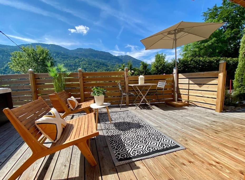 Androsace Appartement Dans Chalet Bois Avec Jacuzzi Privatif Terrasse Et Vue Montagne Les Villards-sur-Thônes 외부 사진